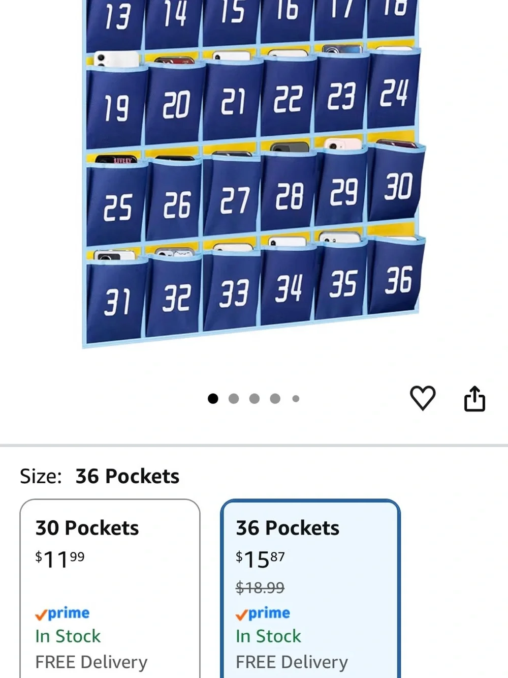 Classroom 36-Pocket Blue Hanging Organizer